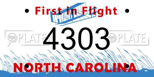 4303 North Carolina License Plate