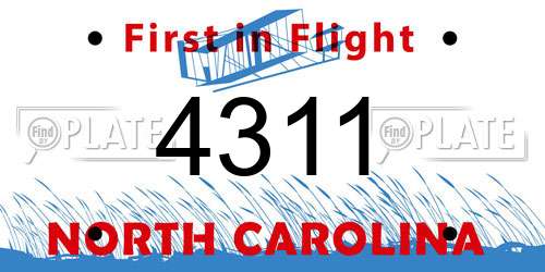 4311 North Carolina License Plate