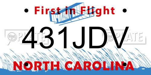 431JDV North Carolina License Plate