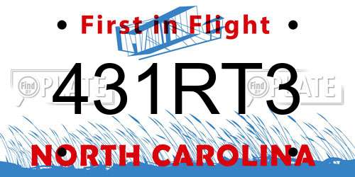 431RT3 North Carolina License Plate