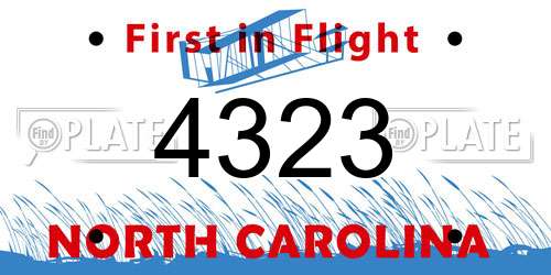 4323 North Carolina License Plate