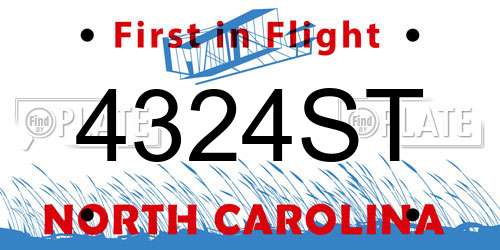 4324ST North Carolina License Plate