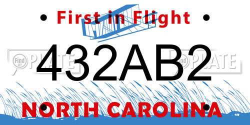 432AB2 North Carolina License Plate