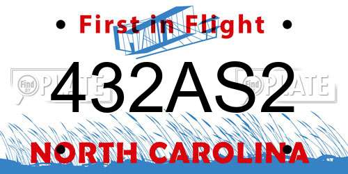 432AS2 North Carolina License Plate
