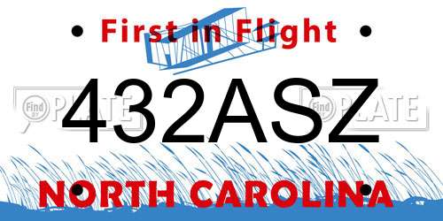 432ASZ North Carolina License Plate