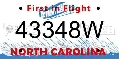 43348W North Carolina License Plate