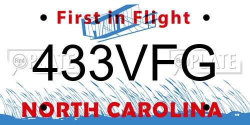 433VFG North Carolina License Plate