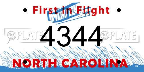 4344 North Carolina License Plate