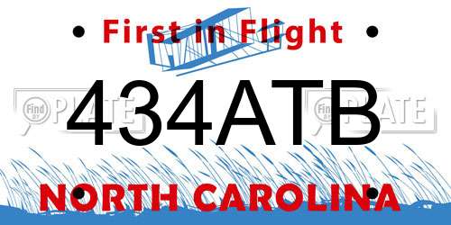 434ATB North Carolina License Plate