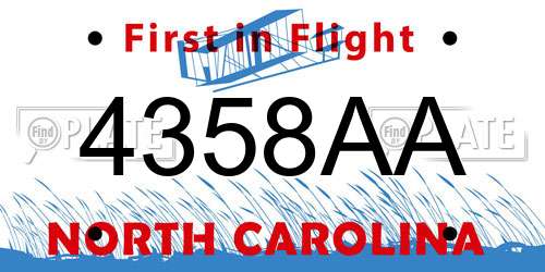 4358AA North Carolina License Plate