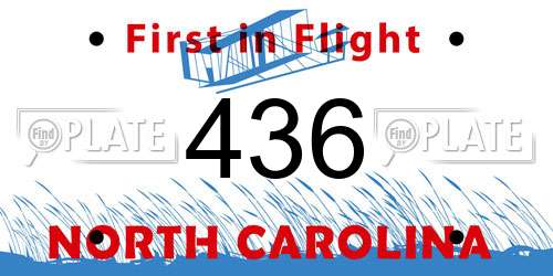 436 North Carolina License Plate