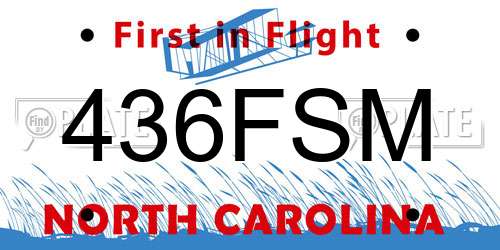436FSM North Carolina License Plate