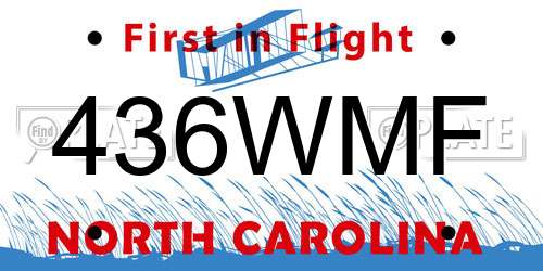 436WMF North Carolina License Plate