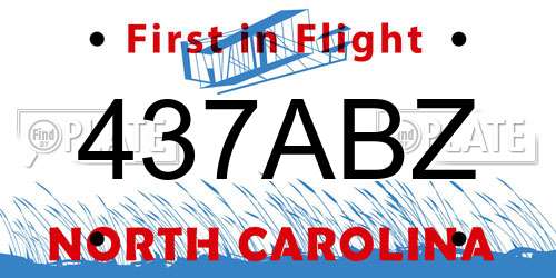 437ABZ North Carolina License Plate