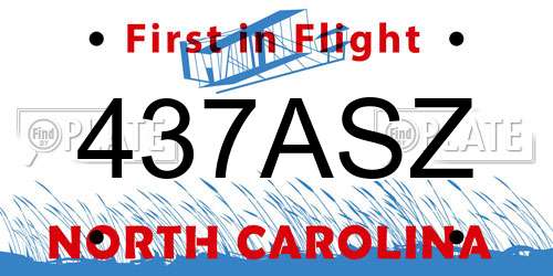 437ASZ North Carolina License Plate
