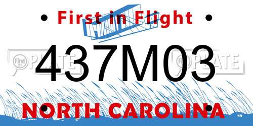 437M03 North Carolina License Plate