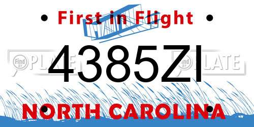 4385ZI North Carolina License Plate