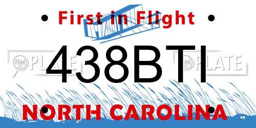 438BTI North Carolina License Plate