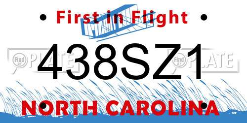 438SZ1 North Carolina License Plate
