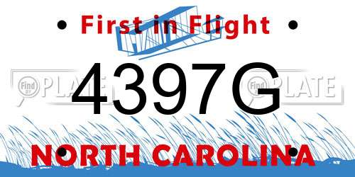 4397G North Carolina License Plate