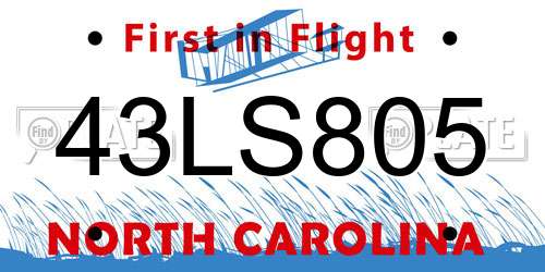 43LS805 North Carolina License Plate