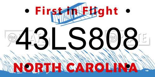 43LS808 North Carolina License Plate