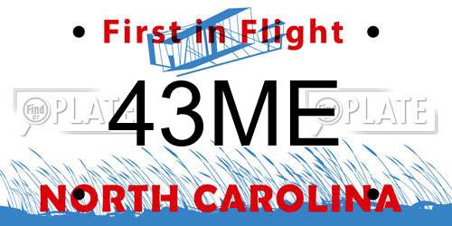 43ME North Carolina License Plate
