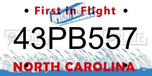 43PB557 North Carolina License Plate
