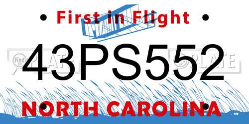 43PS552 North Carolina License Plate