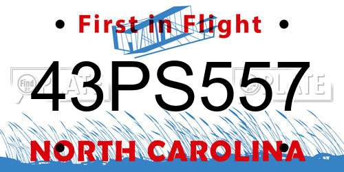 43PS557 North Carolina License Plate