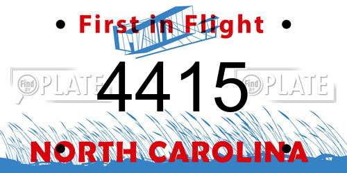 4415 North Carolina License Plate