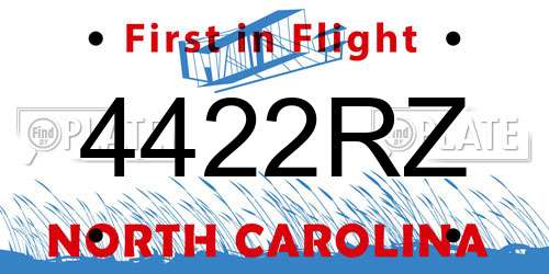 4422RZ North Carolina License Plate
