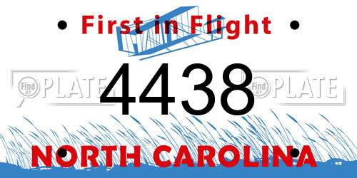 4438 North Carolina License Plate