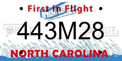 443M28 North Carolina License Plate