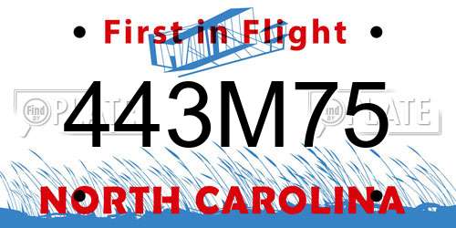 443M75 North Carolina License Plate
