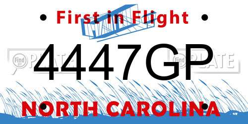 4447GP North Carolina License Plate