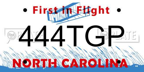444TGP North Carolina License Plate