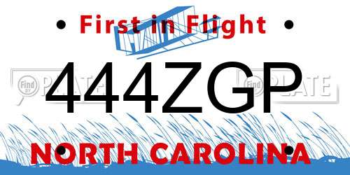 444ZGP North Carolina License Plate