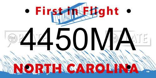 4450MA North Carolina License Plate