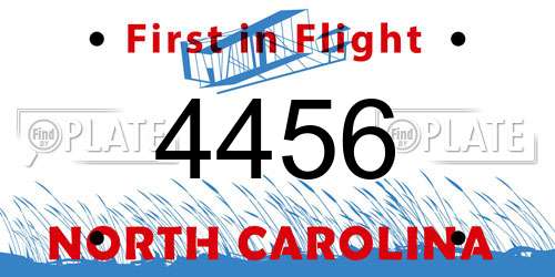 4456 North Carolina License Plate