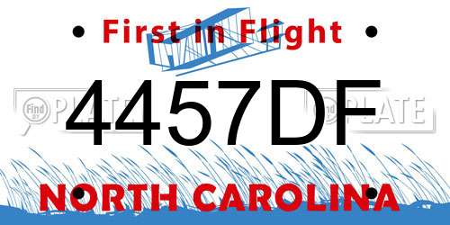 4457DF North Carolina License Plate