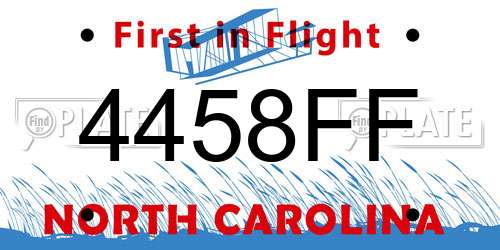4458FF North Carolina License Plate