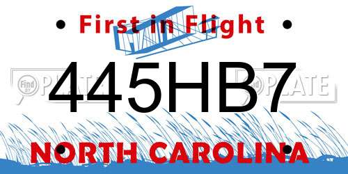445HB7 North Carolina License Plate