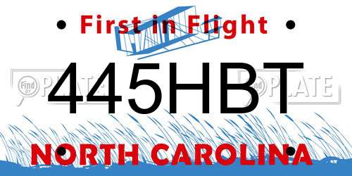 445HBT North Carolina License Plate