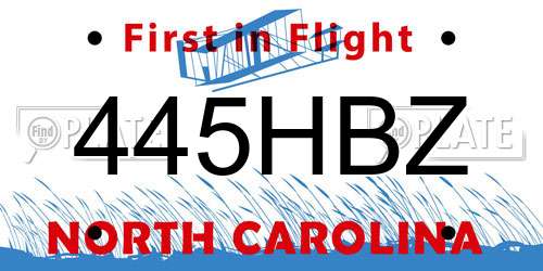 445HBZ North Carolina License Plate