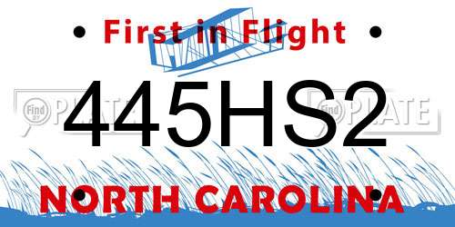 445HS2 North Carolina License Plate