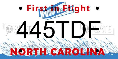 445TDF North Carolina License Plate