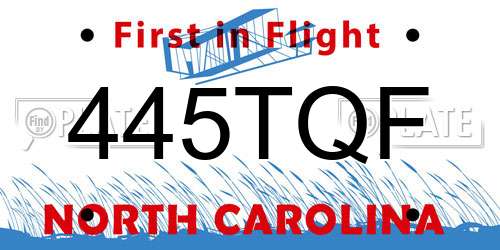 445TQF North Carolina License Plate