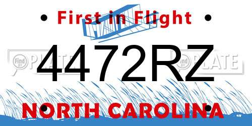 4472RZ North Carolina License Plate