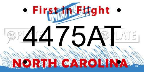 4475AT North Carolina License Plate